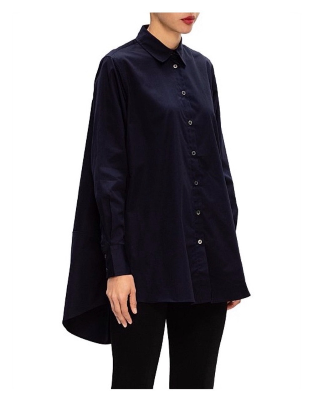 CO Essentials oversized Popover Tunic Shirt Navy Blue XS nwot